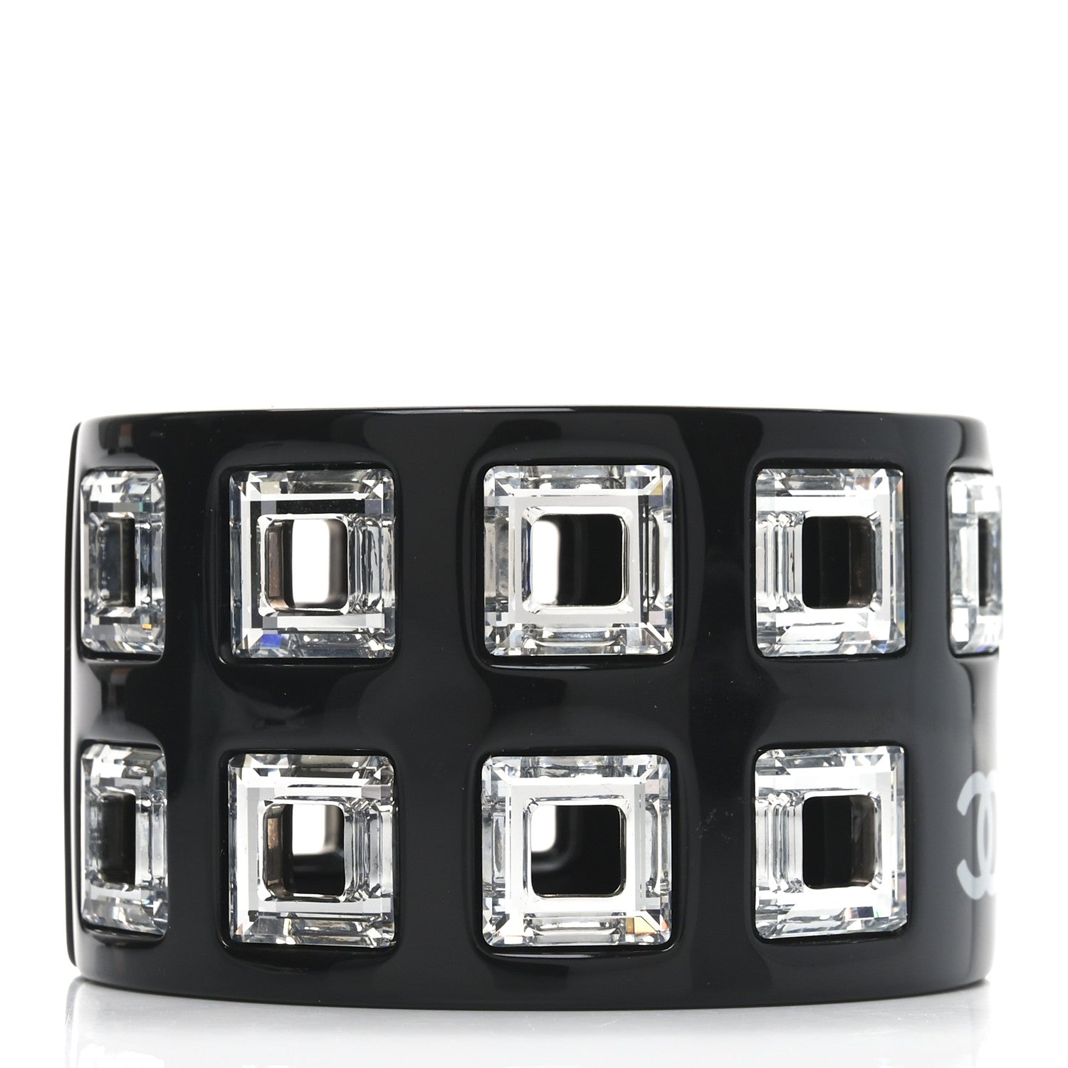 Chanel Resin Crystal CC Cuff Black 1 of 5