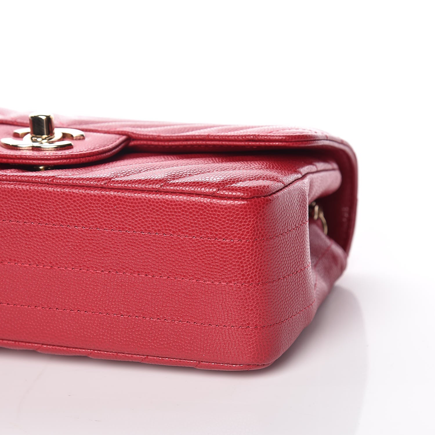 Chanel Caviar Chevron Quilted Mini Rectangular Flap Dark Red 9 of 12