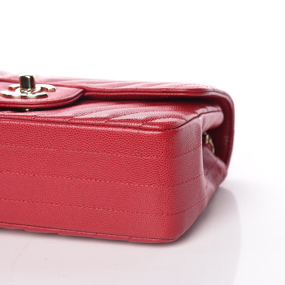 Chanel Caviar Chevron Quilted Mini Rectangular Flap Dark Red 9 of 12