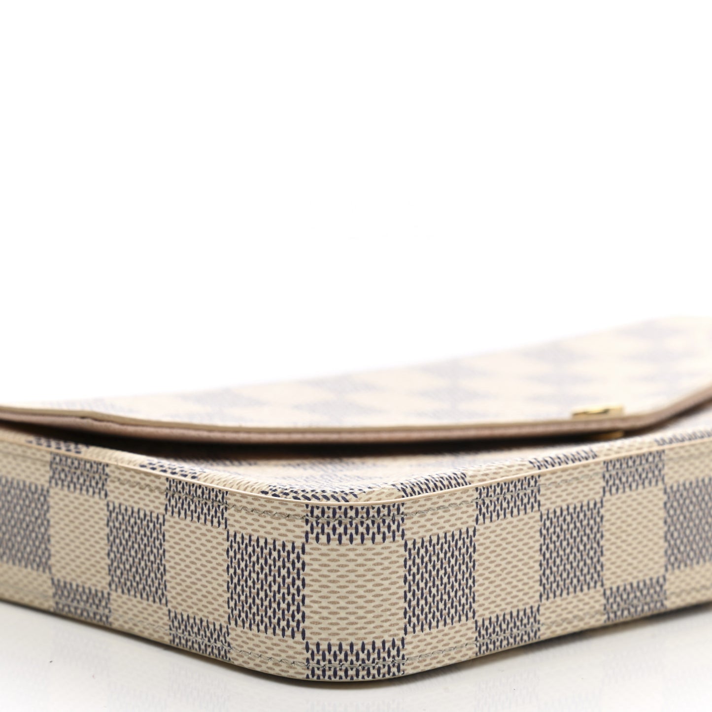 Damier Azur Pochette Felicie Chain Wallet Rose Ballerine