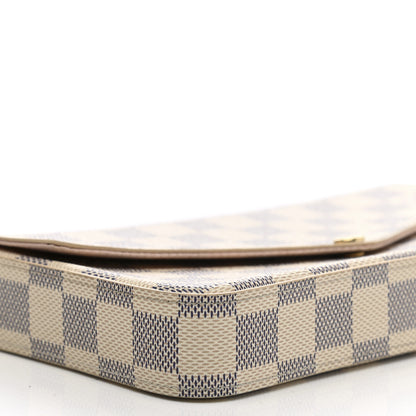 Louis Vuitton Damier Azur Pochette Felicie Chain Wallet Rose Ballerine 9 of 11