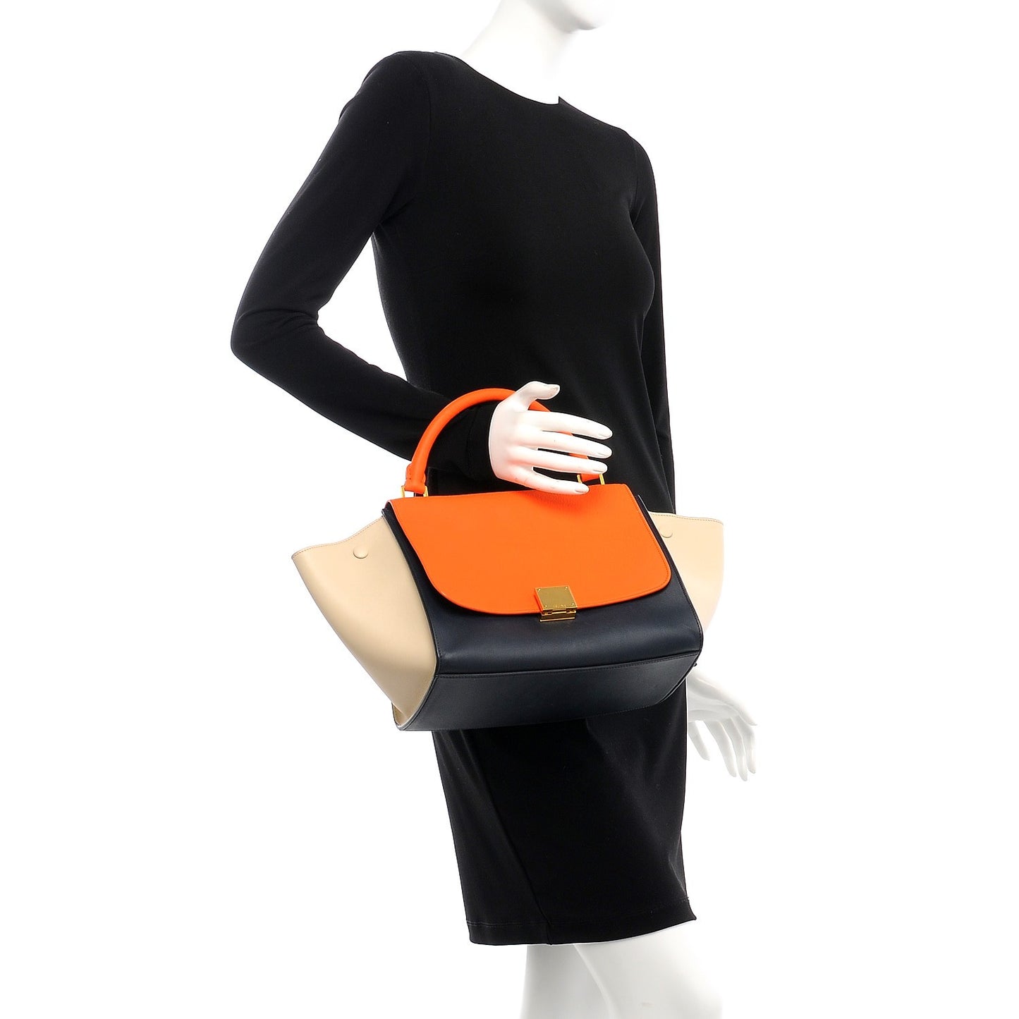 Bullhide Calfskin Small Tri-Color Trapeze Fluo Orange