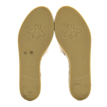 Gucci Canvas Interlocking G Espadrille Slide Sandals 38 Mystic White Shell 6 of 10