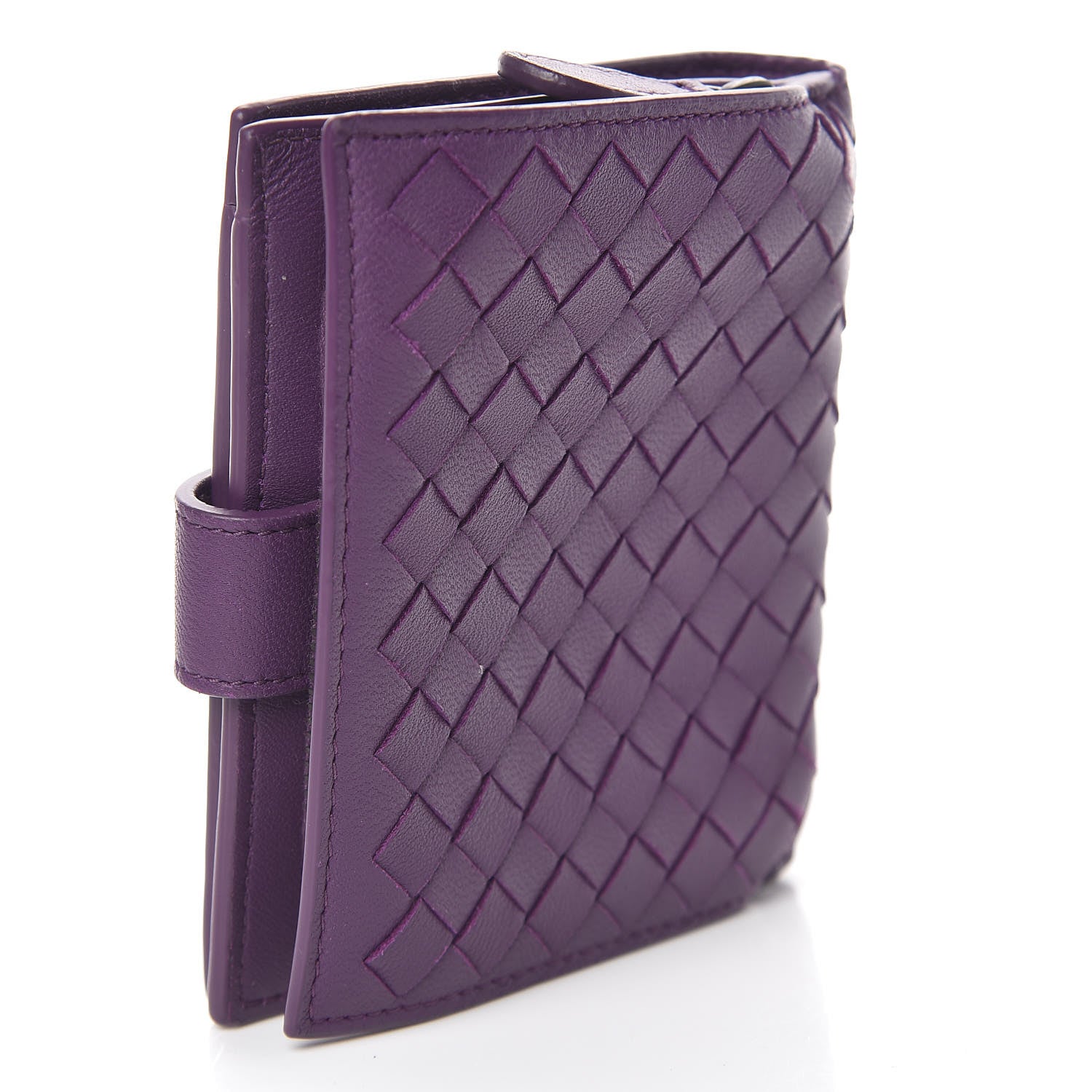 Bottega Veneta Nappa Intrecciato French Flap Wallet Plum 3 of 7