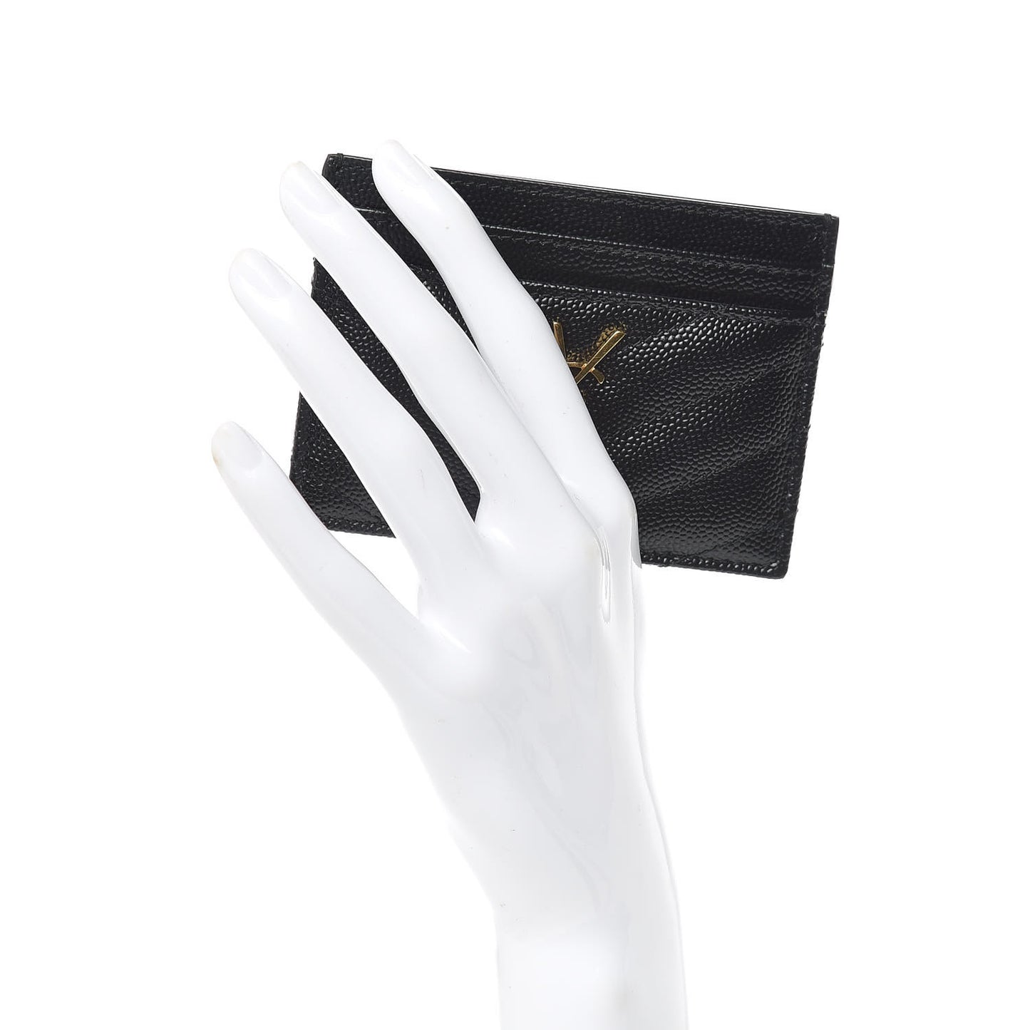 Grain De Poudre Matelasse Chevron Monogram Credit Card Case Black