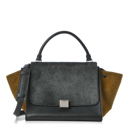 Celine Pony Hair Smooth Calfskin Tri-color Medium Trapeze Black 1 of 6