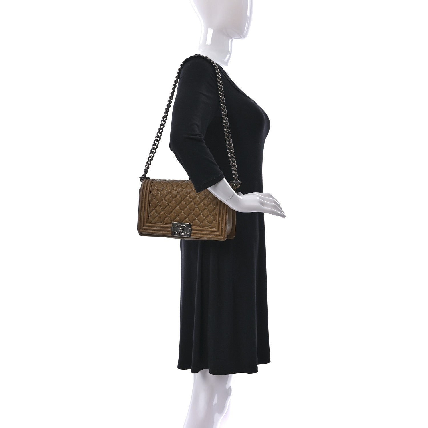 Chanel Caviar Quilted Medium Boy Flap Dark Gold 2 of 9