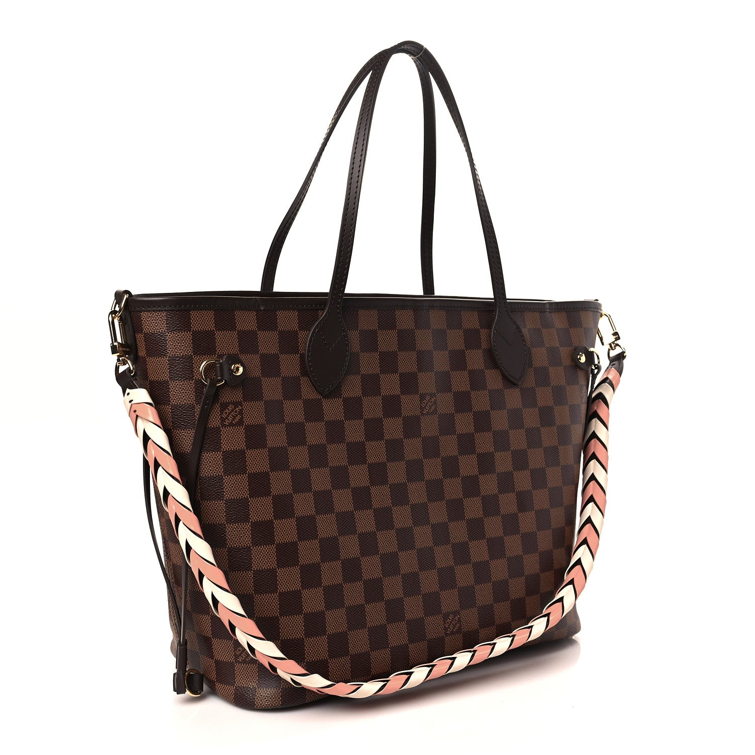 Louis Vuitton Damier Ebene Braided Neverfull MM Pink 4 of 9