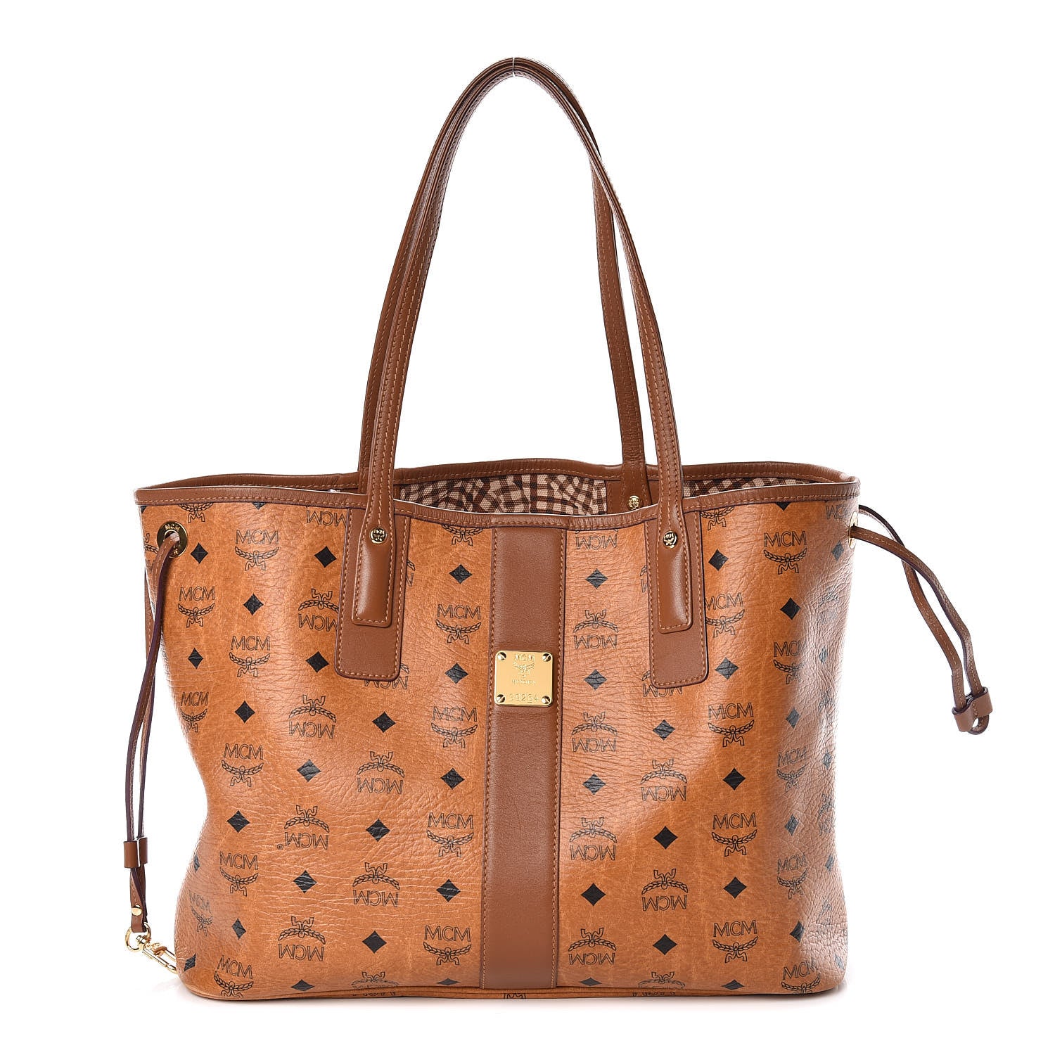 MCM Visetos Medium Liz Reversible Shopper Tote Cognac 3 of 17
