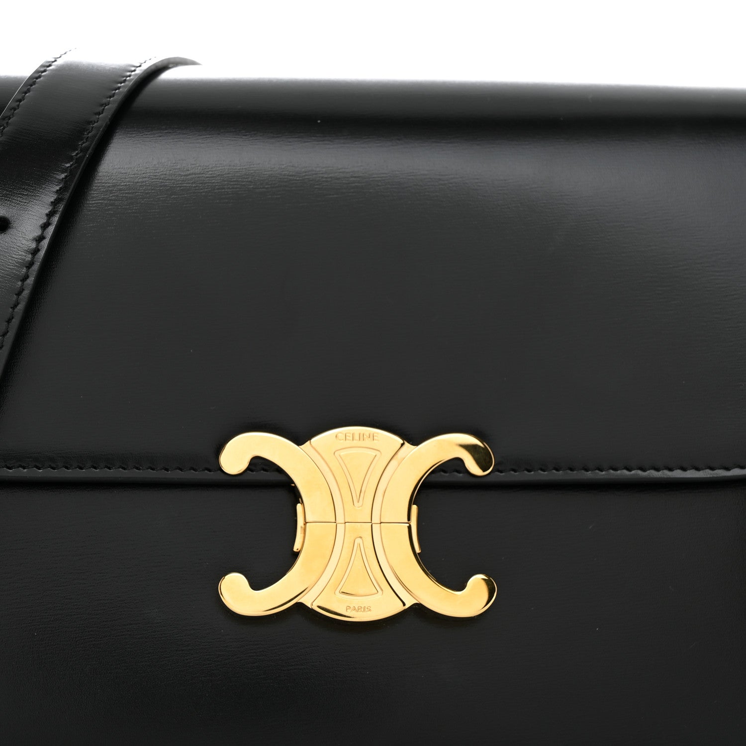 Celine Shiny Calfskin Medium Triomphe Black 9 of 11