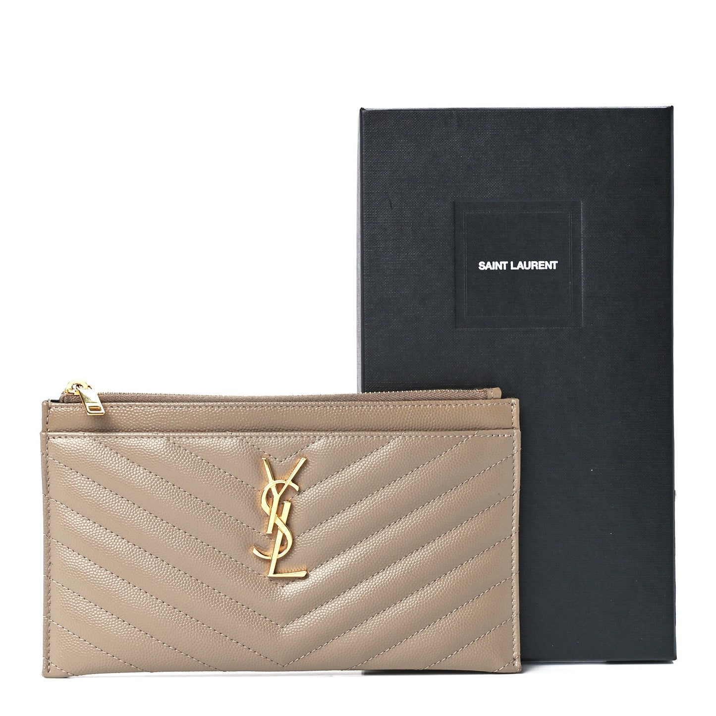 Grain De Poudre Chevron Monogram Bill Pouch Dusty Grey