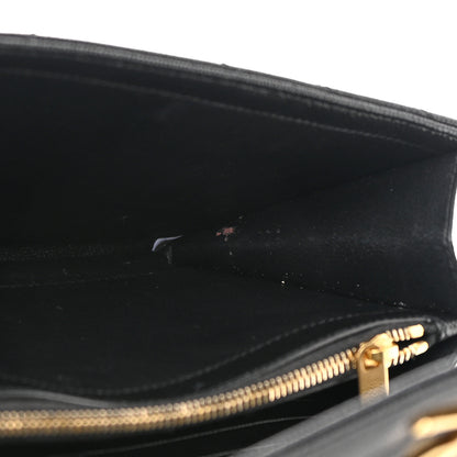Saint Laurent Grain De Poudre Matelasse Chevron Monogram Chain Wallet Black 14 of 17