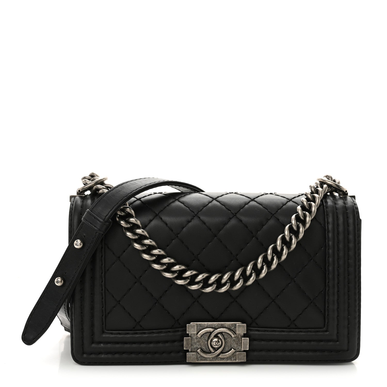 Chanel Calfskin Stitched Medium Boy Flap Black 1 of 11