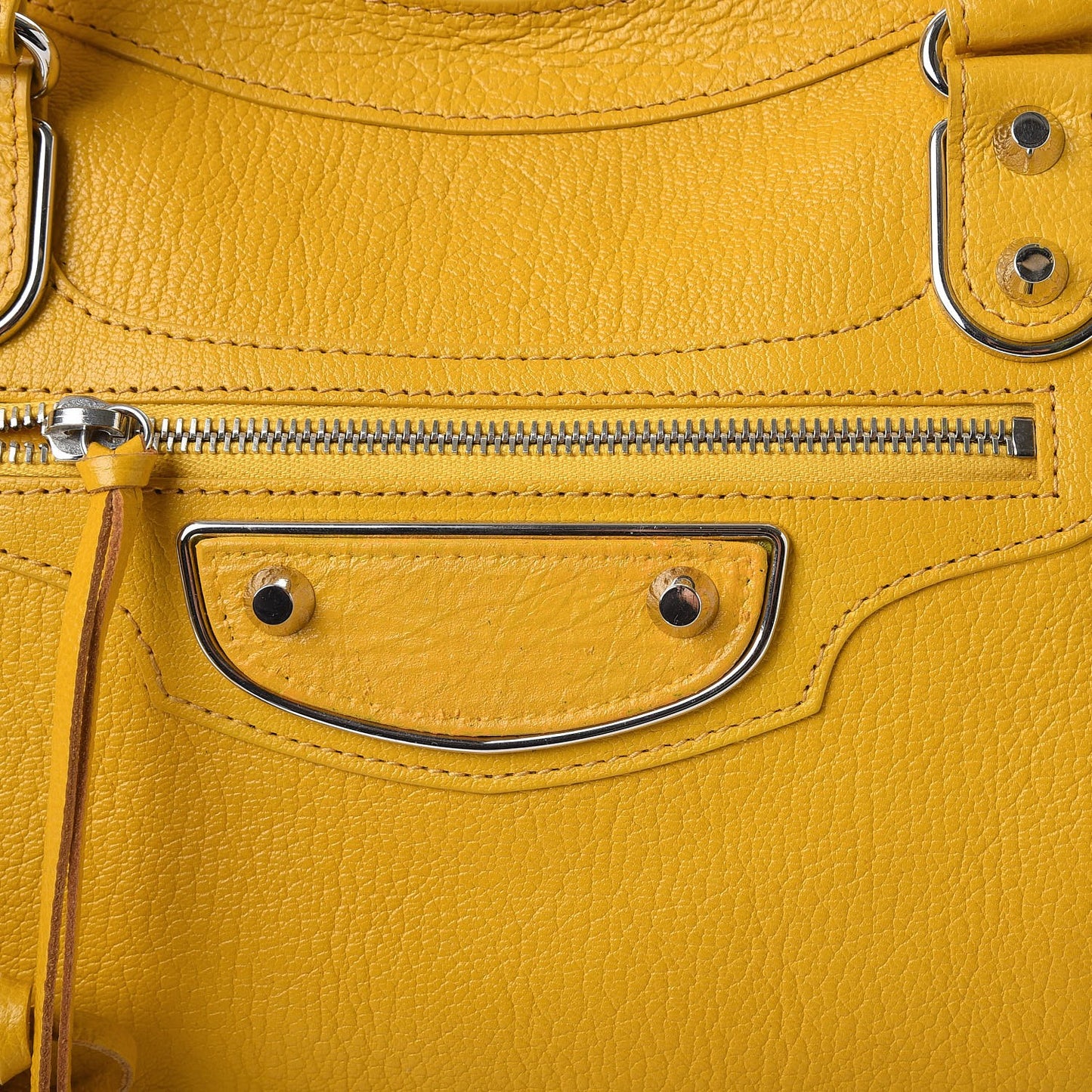 Chevre Silver Metallic Edge Hardware City Jaune Epi