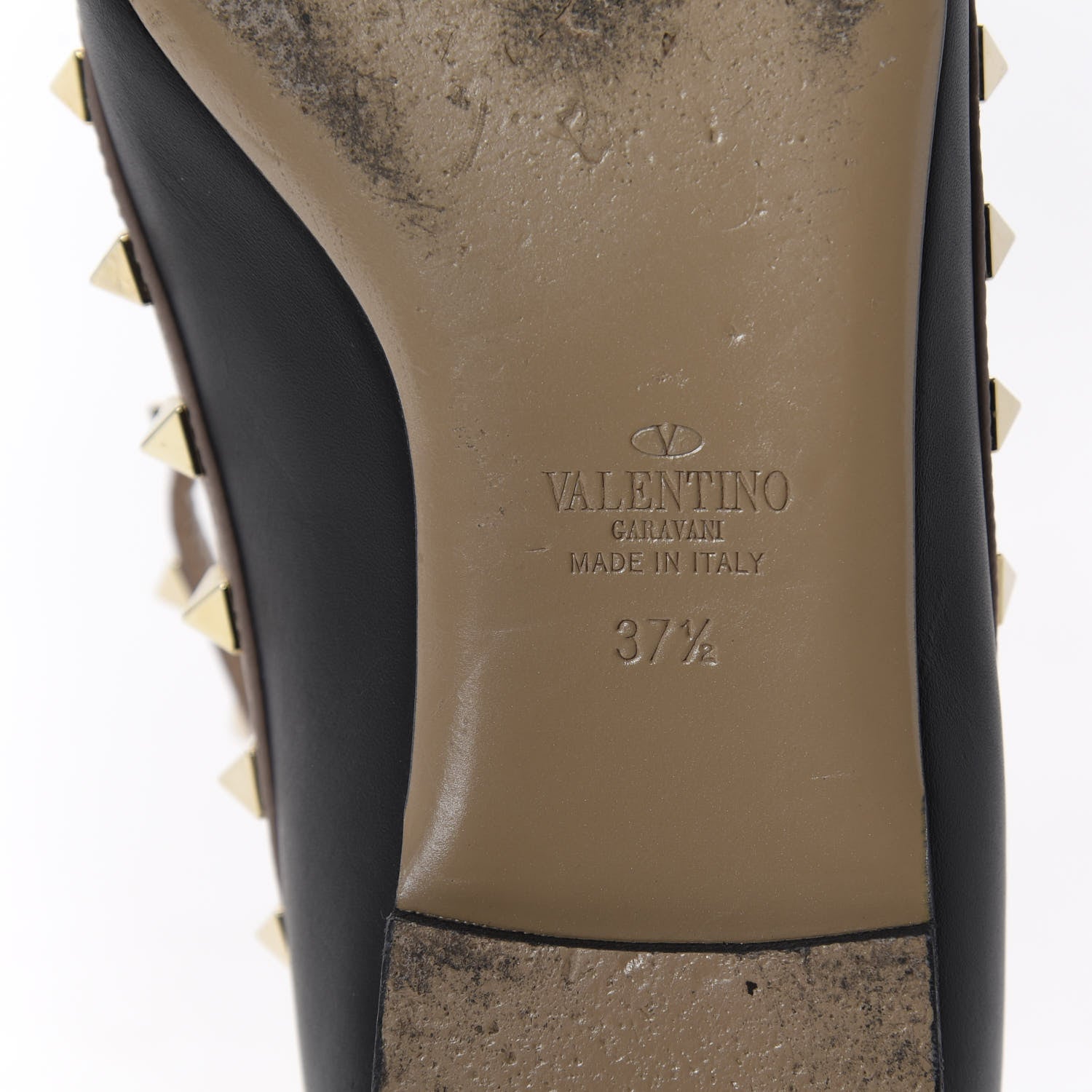 Valentino Garavani Nappa Rockstud Cage Ballerina Flats 37.5 Black Poudre 9 of 14