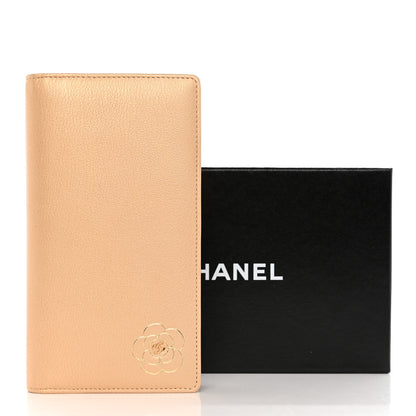 Chanel Metallic Goatskin Camellia Yen Wallet Beige 9 of 9