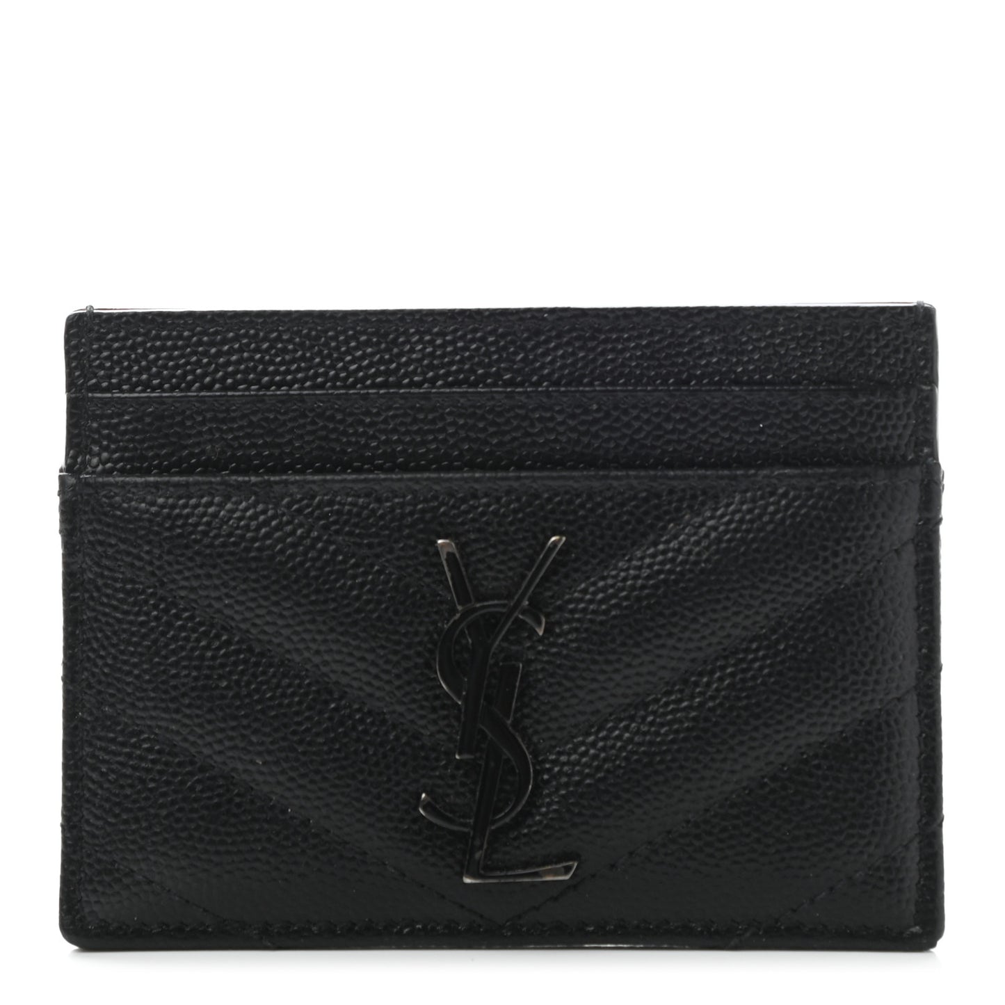 Grain De Poudre Matelasse Chevron Monogram Credit Card Case Black