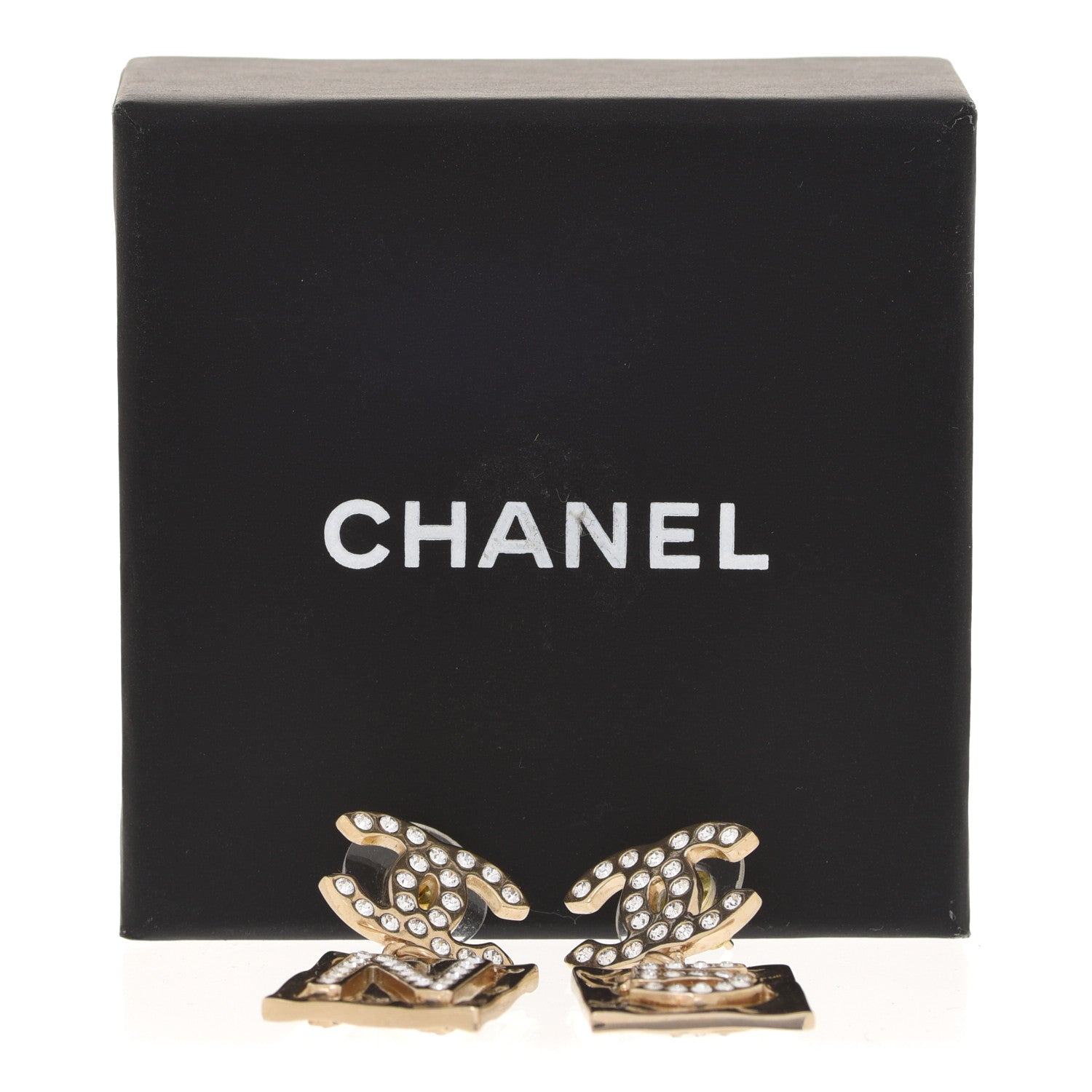 Chanel Crystal CC No 5 Drop Earrings Gold 5 of 5