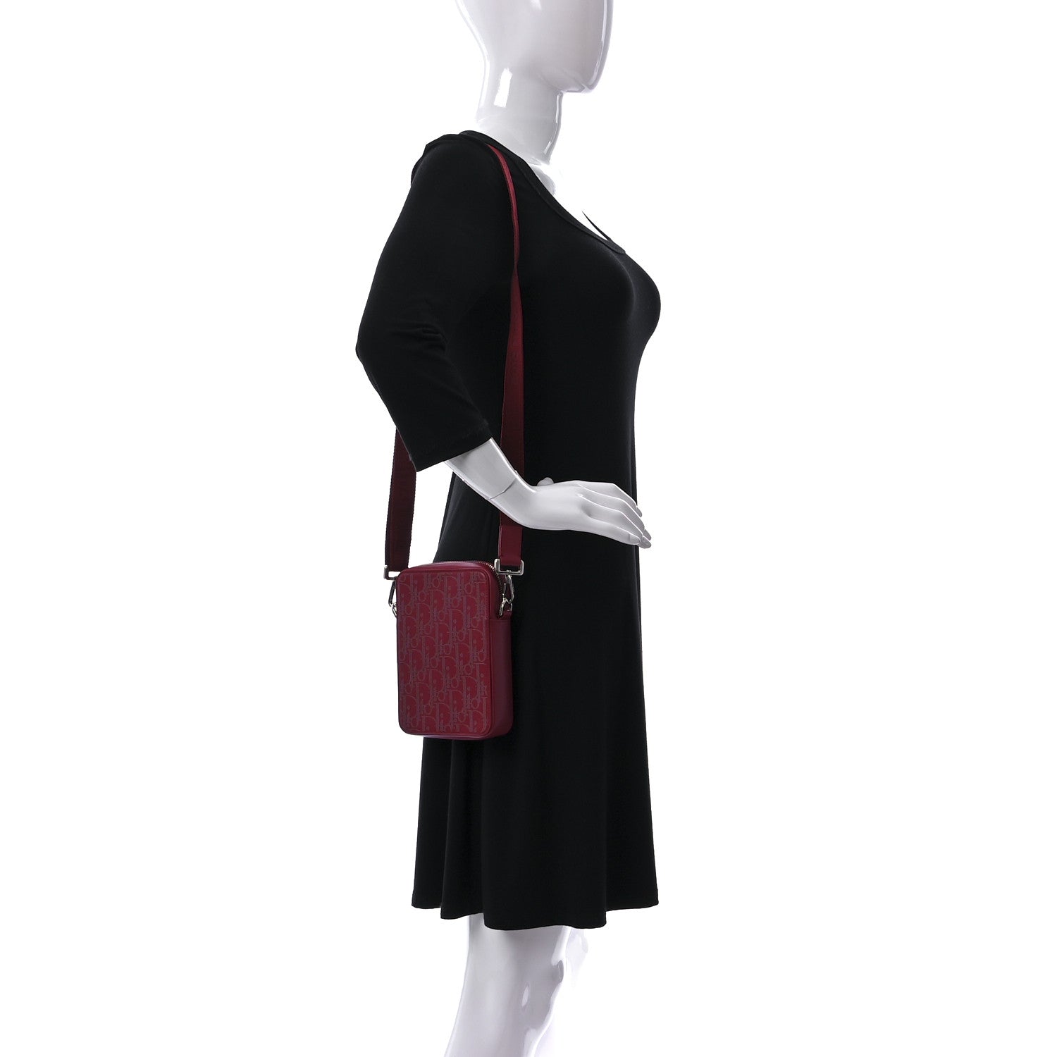 Christian Dior Calfskin Oblique Galaxy Perforated World Tour Messenger Pouch Red White 2 of 10