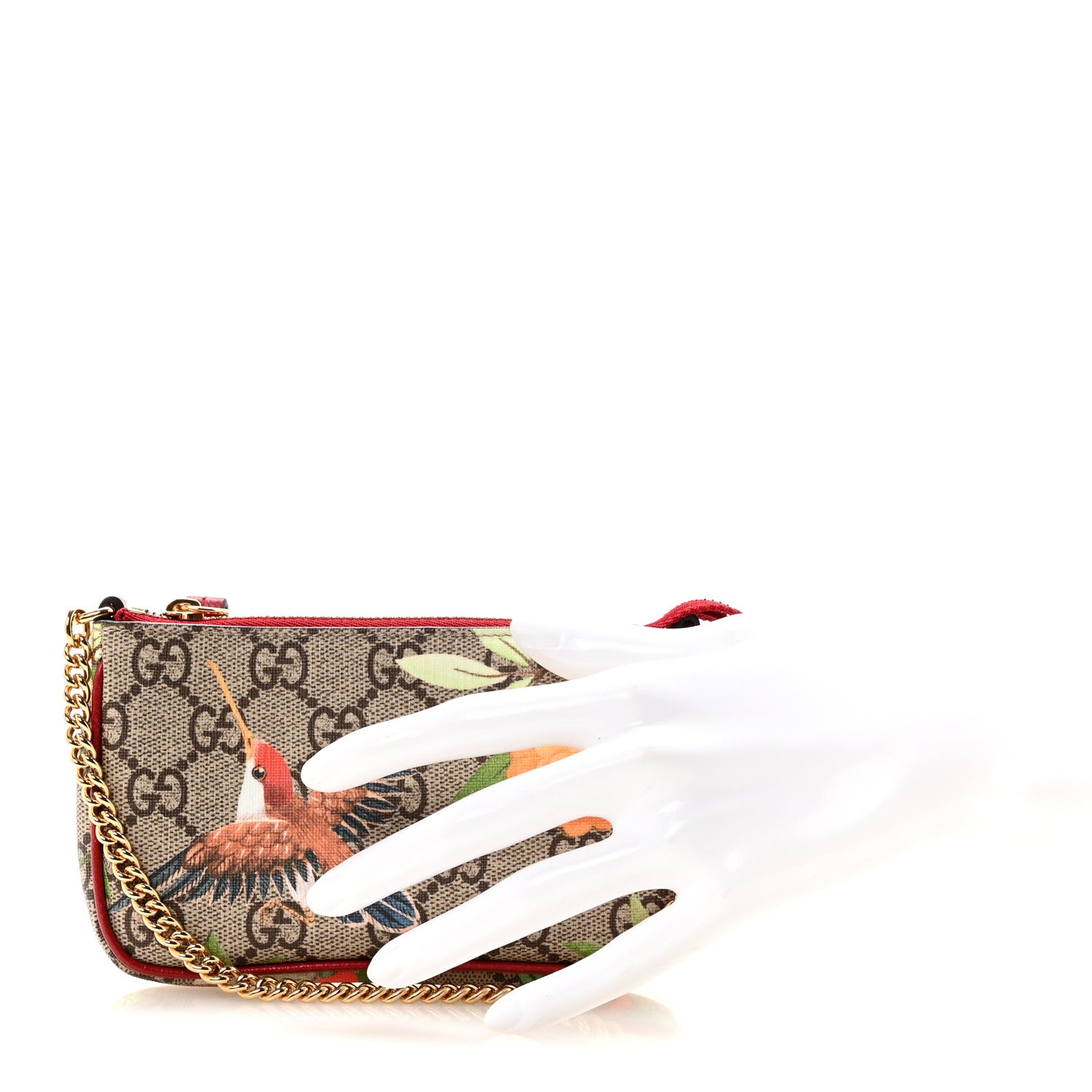 Gucci GG Supreme Monogram Tian Mini Chain Bag Beige Multicolor Red 2 of 7