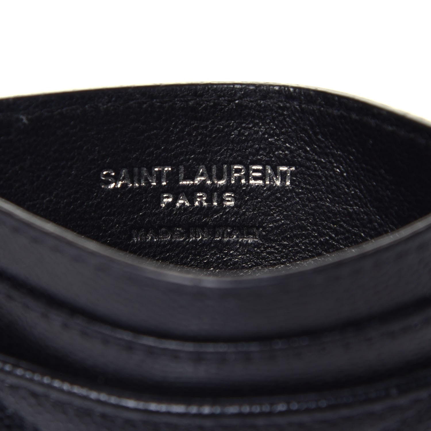 Saint Laurent Grain De Poudre Matelasse Chevron Monogram Credit Card Case Black 6 of 7