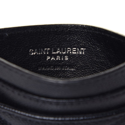 Saint Laurent Grain De Poudre Matelasse Chevron Monogram Credit Card Case Black 6 of 7