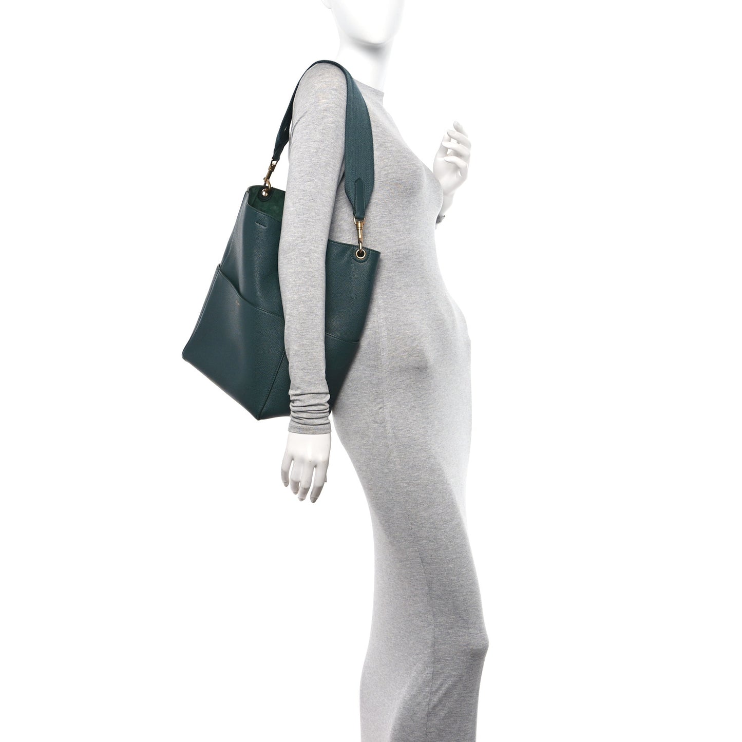 Soft Grained Calfskin Sangle Bucket Bag Amazone