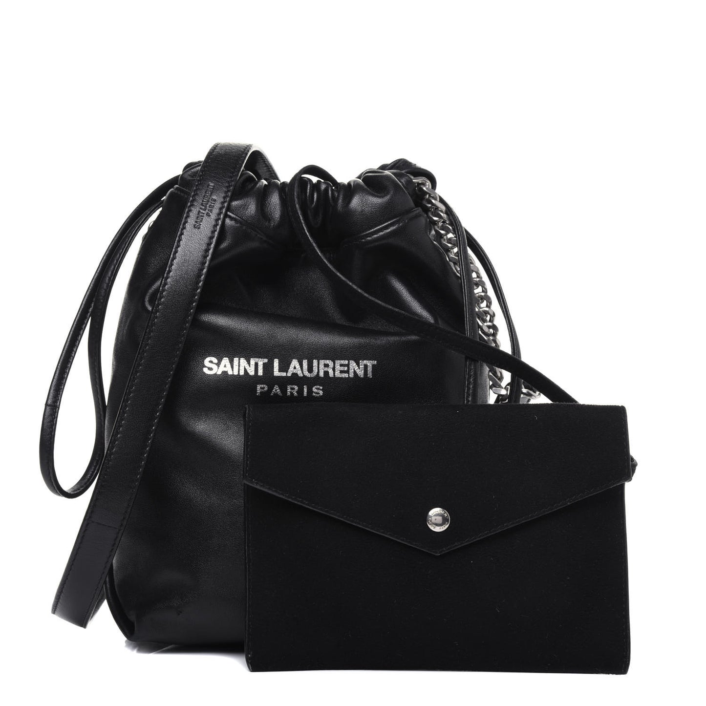 Lambskin Small Teddy Bucket Bag Black