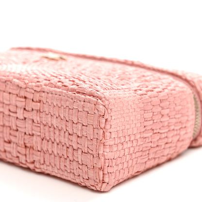 Chanel Braided Raffia Quilted Top Handle Slim Vanity Case With Chain Light Pink 10 of 10