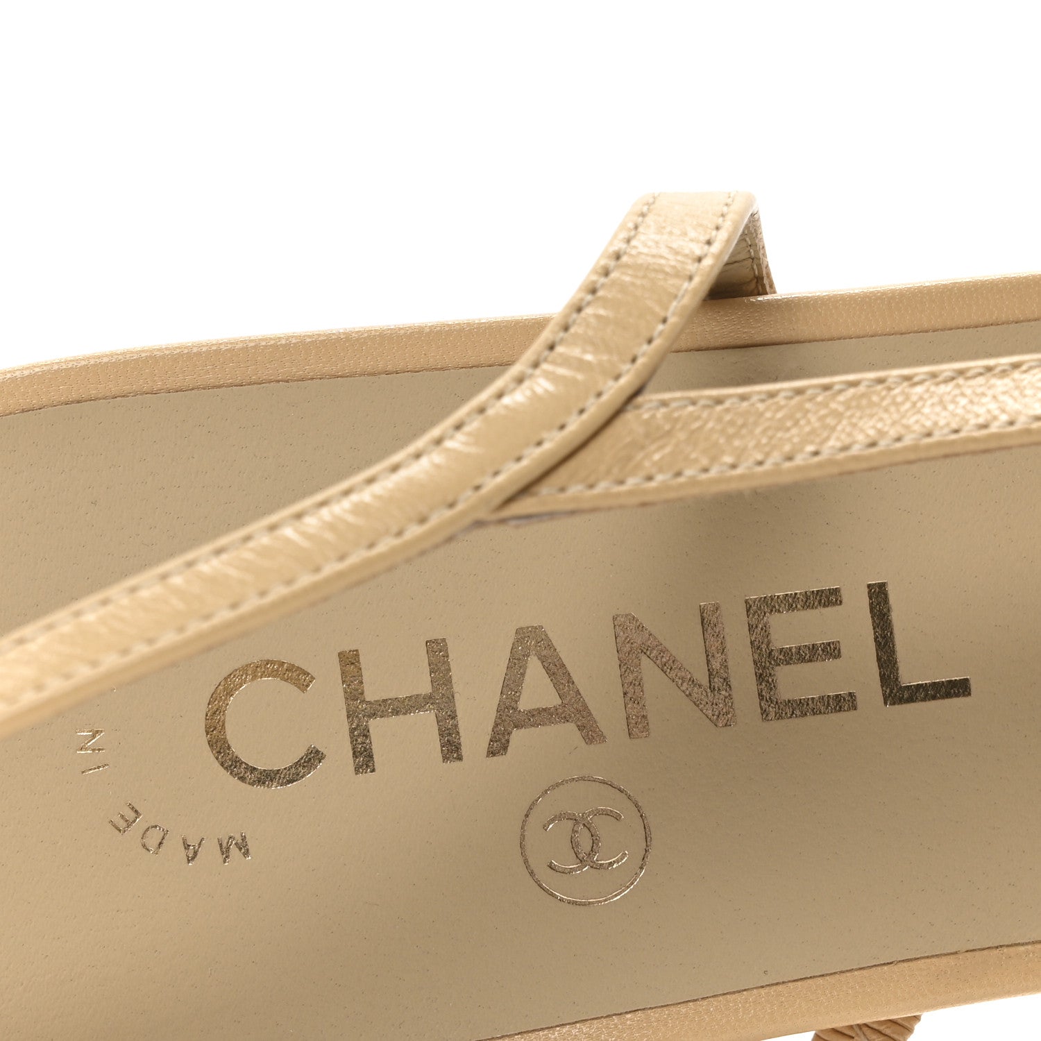 Chanel Lambskin Grosgrain Cap Toe CC Slingback Sandals 41 Beige Black 8 of 8