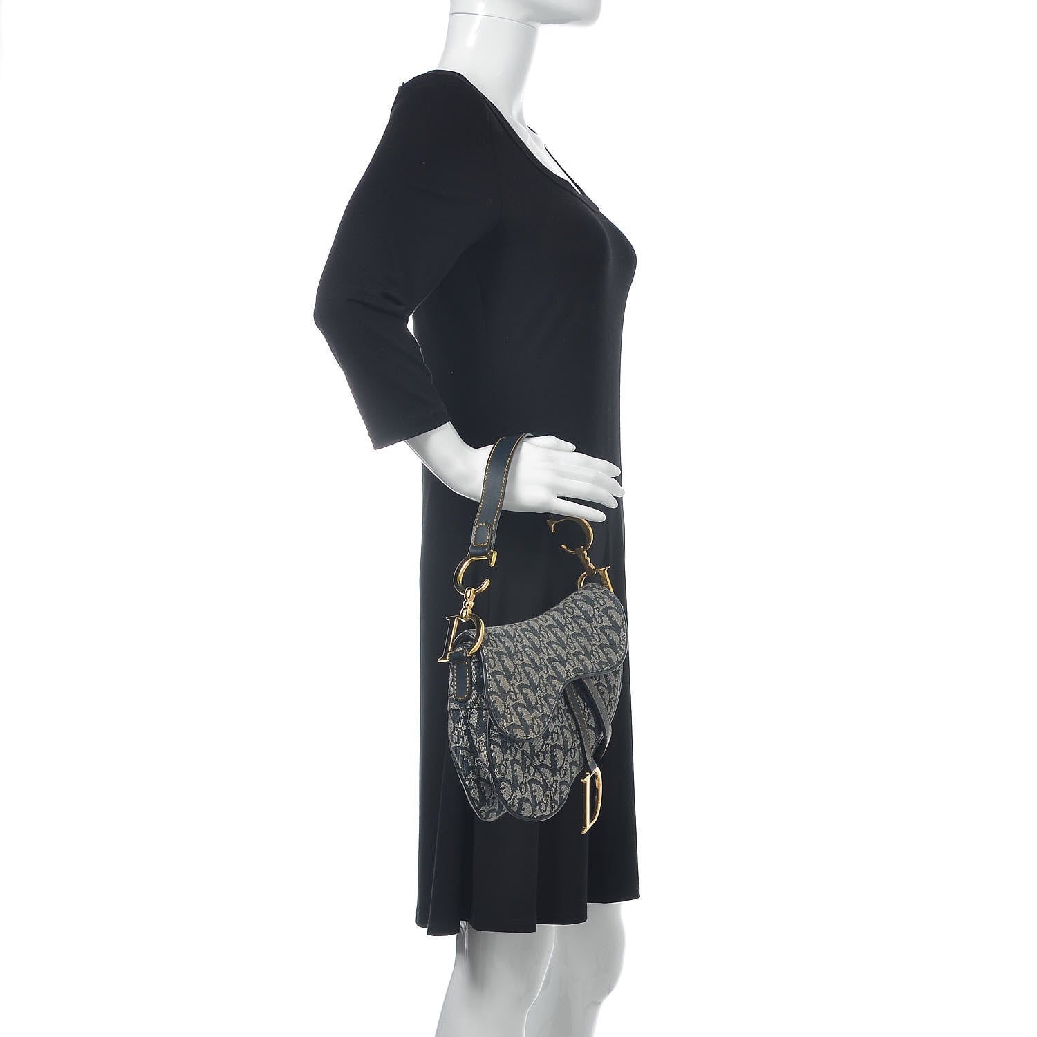 Christian Dior Monogram Double Saddle Bag Navy Blue 2 of 9