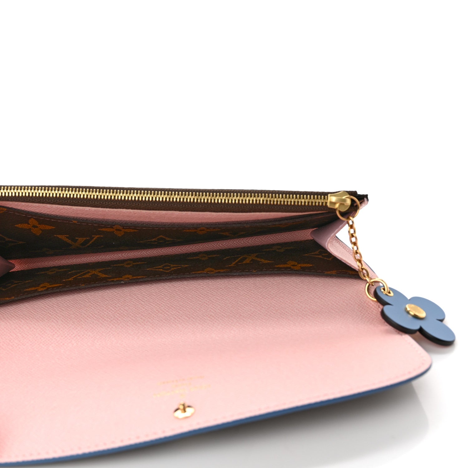 Louis Vuitton Monogram Bloom Flower Emilie Wallet Blue Jean 5 of 12