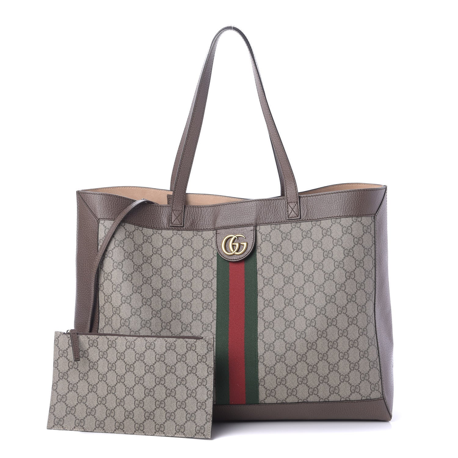 Gucci GG Supreme Monogram Web Large Ophidia Tote Brown 1 of 12