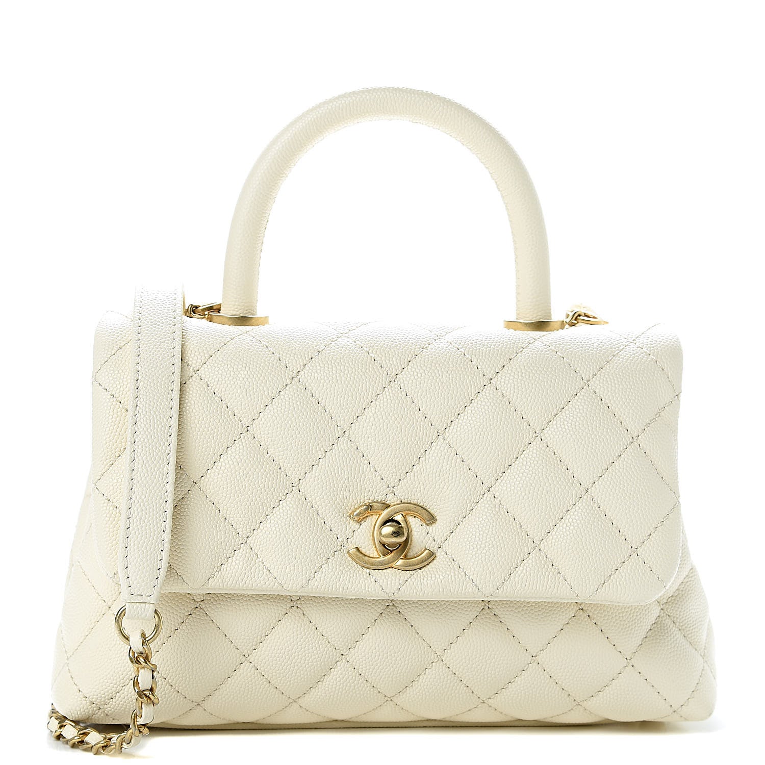 Chanel Caviar Quilted Mini Coco Handle Flap Light Beige 1 of 12