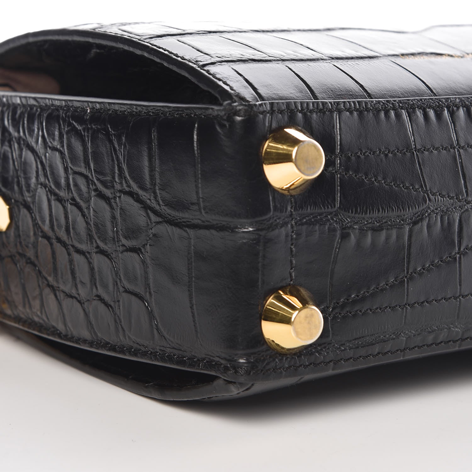 Alexander McQueen Calfskin Crocodile Embossed Box Shoulder Bag 19 Black 10 of 11