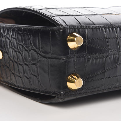 Alexander McQueen Calfskin Crocodile Embossed Box Shoulder Bag 19 Black 10 of 11