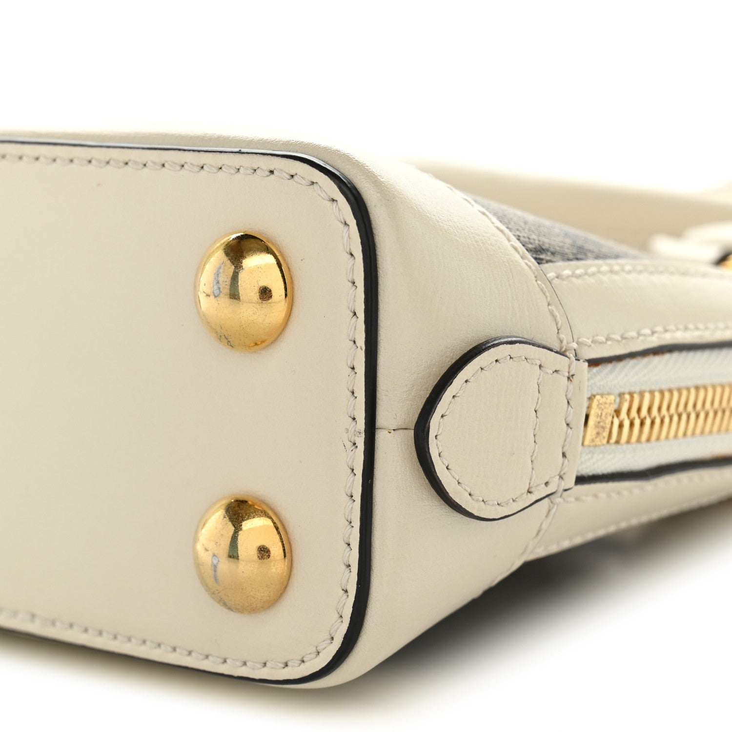 Gucci GG Supreme Monogram Azalea Calfskin Mini Horsebit 1955 Top Handle Bag Beige Ebony Mystic White 10 of 12