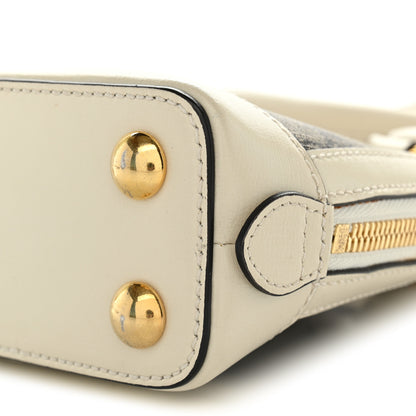 Gucci GG Supreme Monogram Azalea Calfskin Mini Horsebit 1955 Top Handle Bag Beige Ebony Mystic White 10 of 12
