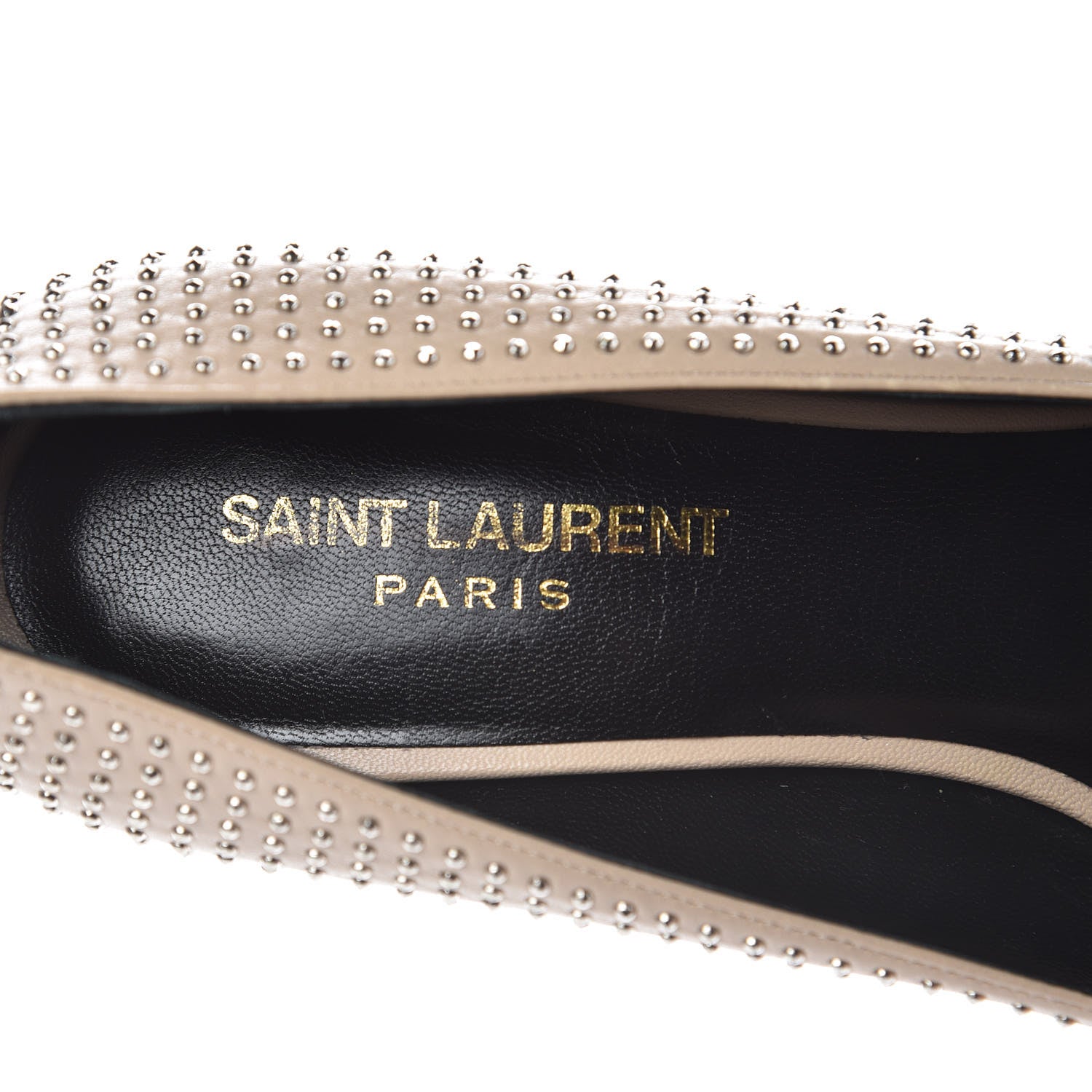 Saint Laurent Calfskin Micro Stud Paris 105 Pumps 36.5 Beige 6 of 10