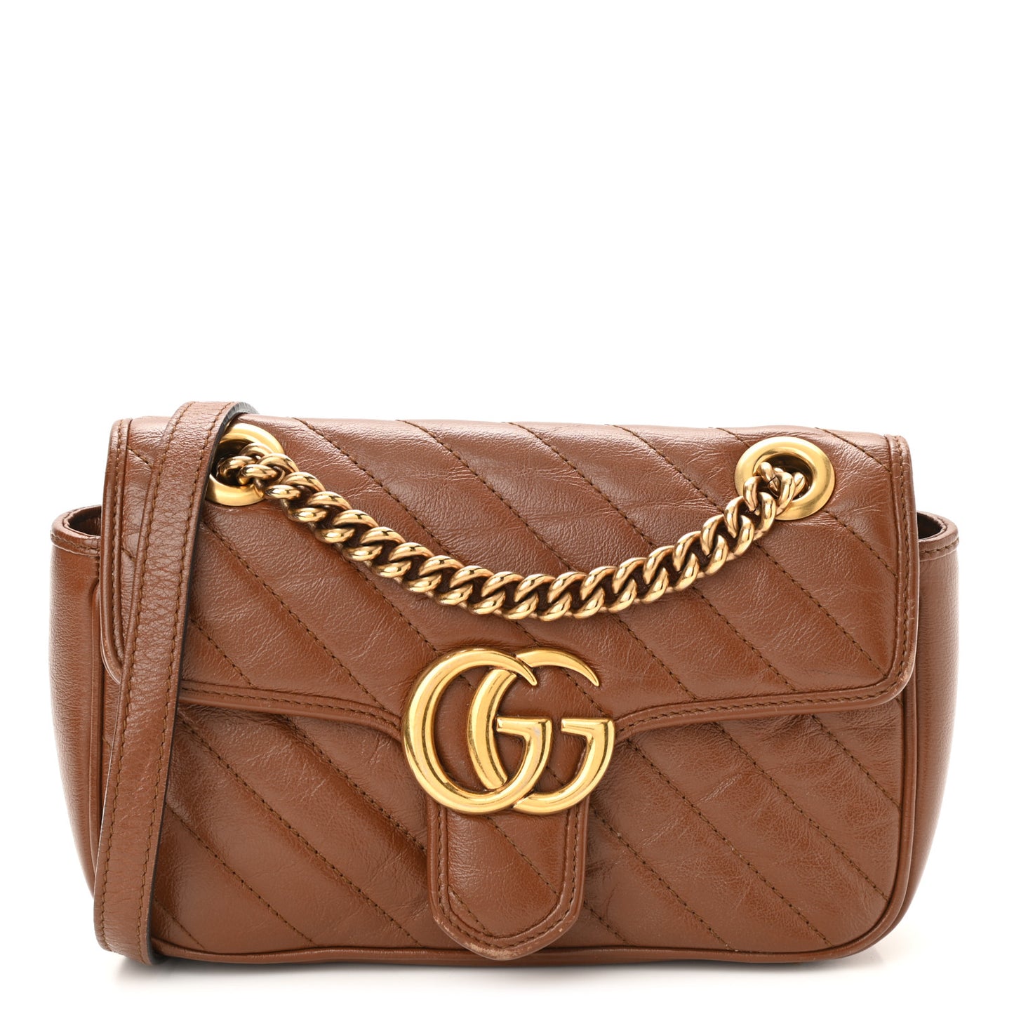 Azalea Calfskin Matelasse Diagonal Mini GG Marmont Shoulder Bag Cuir