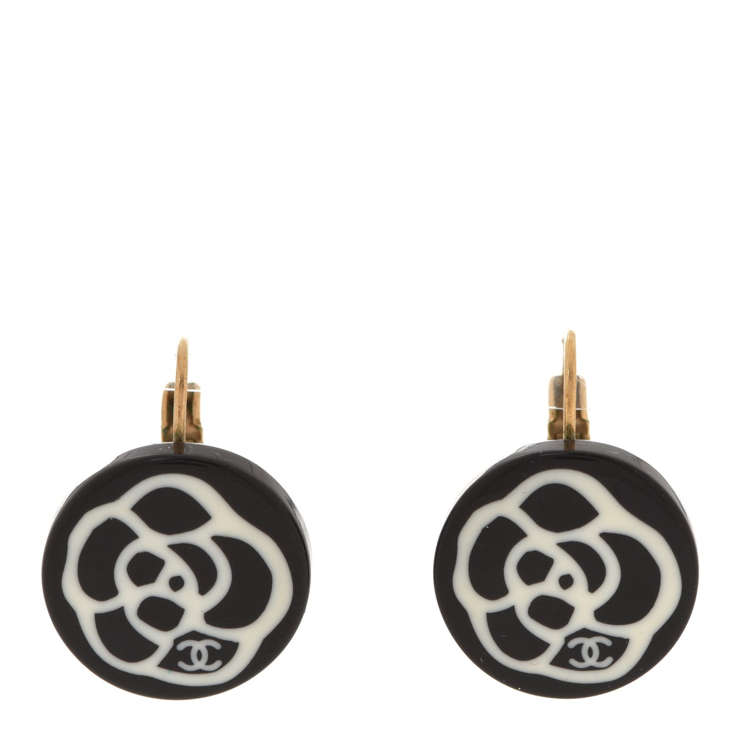Resin CC Camellia Earrings White Black