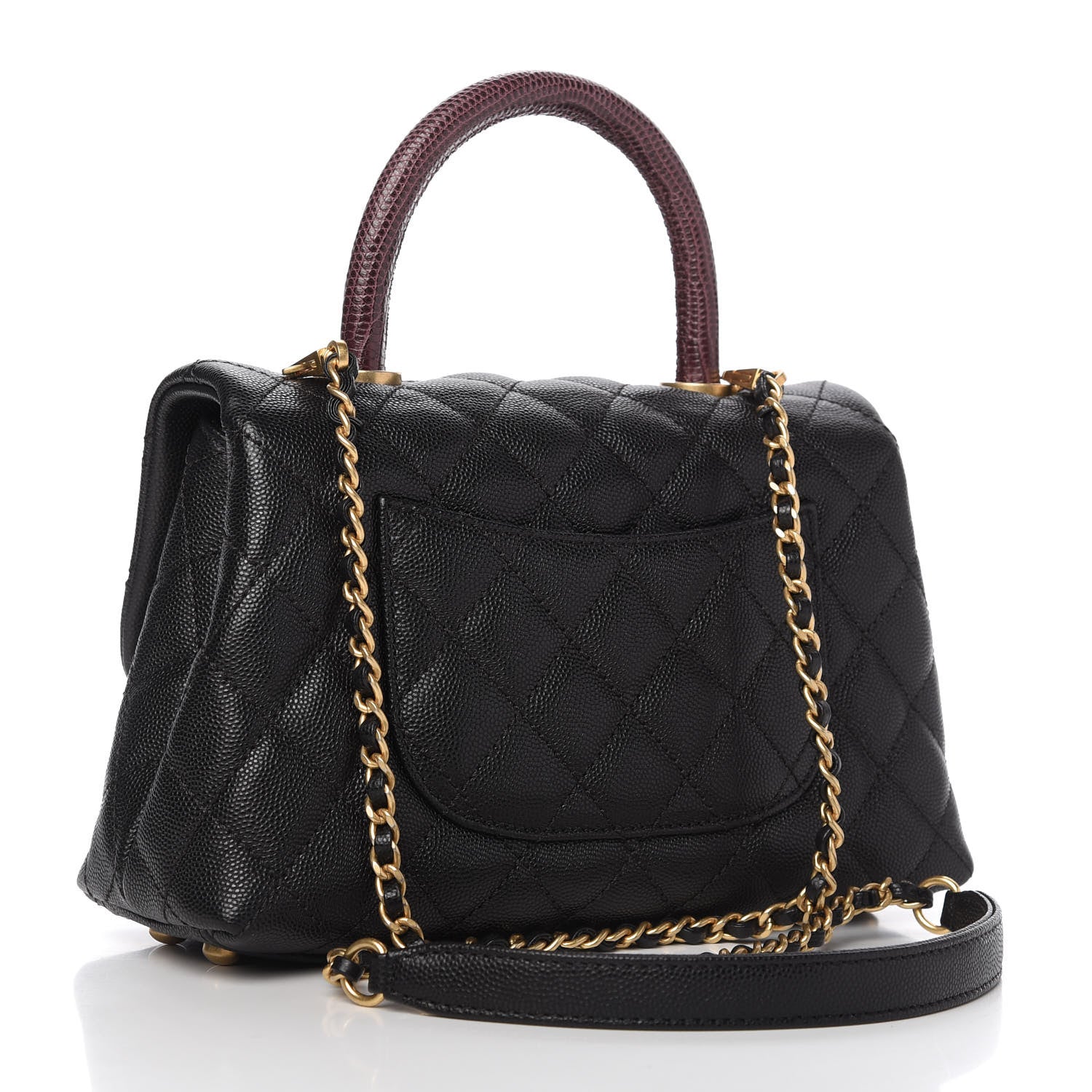 Chanel Caviar Lizard Quilted Mini Coco Handle Flap Black 3 of 11