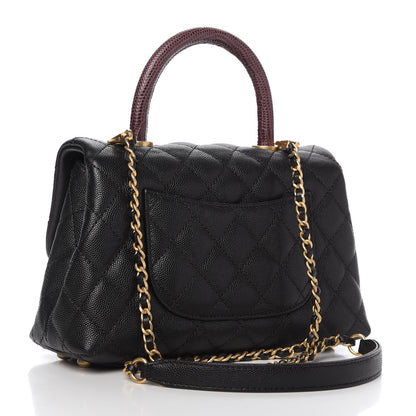 Chanel Caviar Lizard Quilted Mini Coco Handle Flap Black 3 of 11