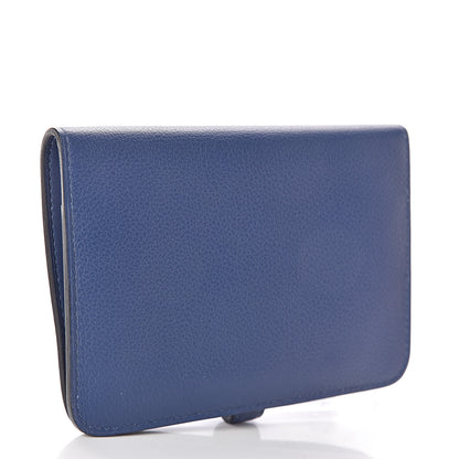 Hermes Togo Dogon Compact Wallet Bleu Brighton 3 of 10