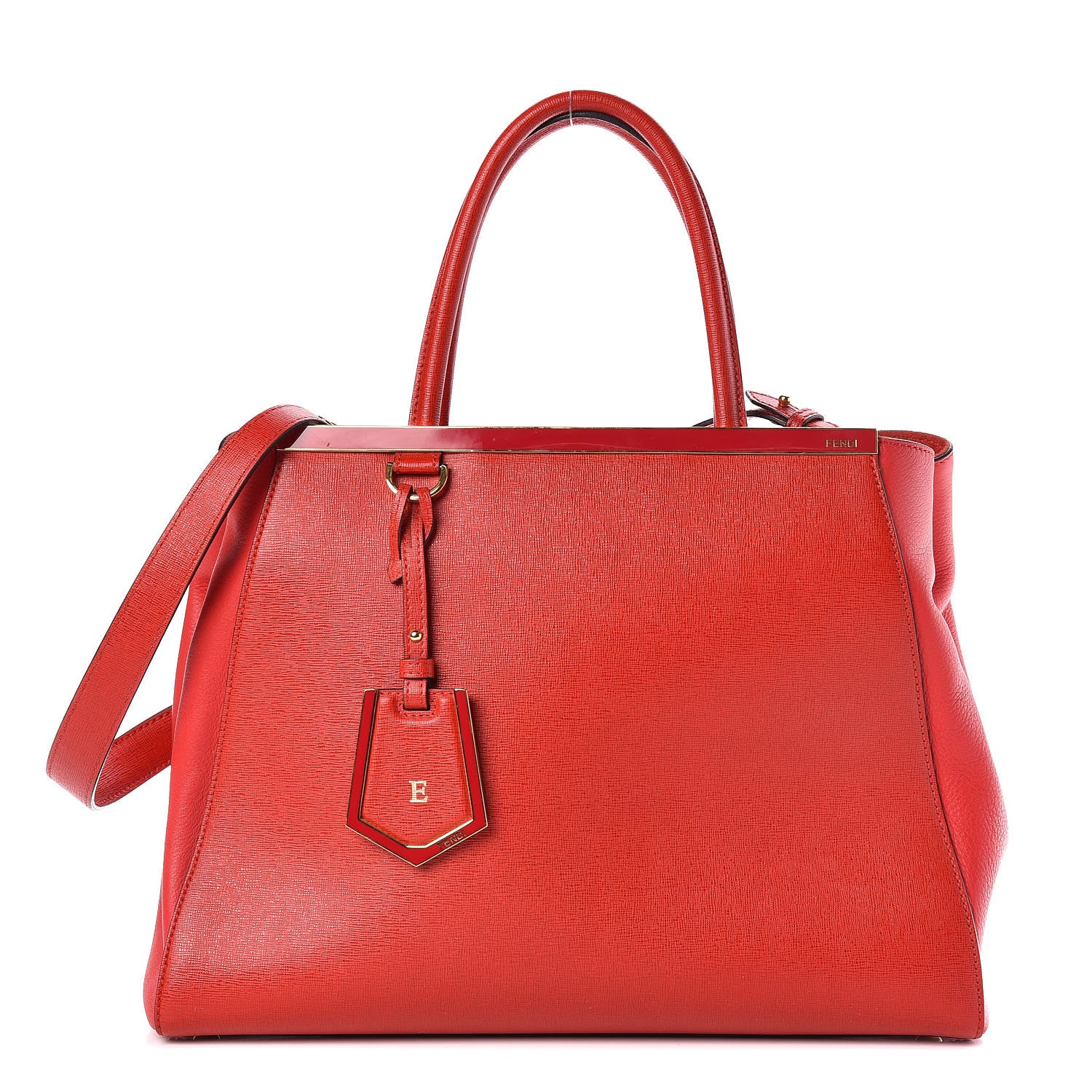 Fendi Vitello Elite Flamingo Regular 2Jours Tote Rosso Fiamma 1 of 19
