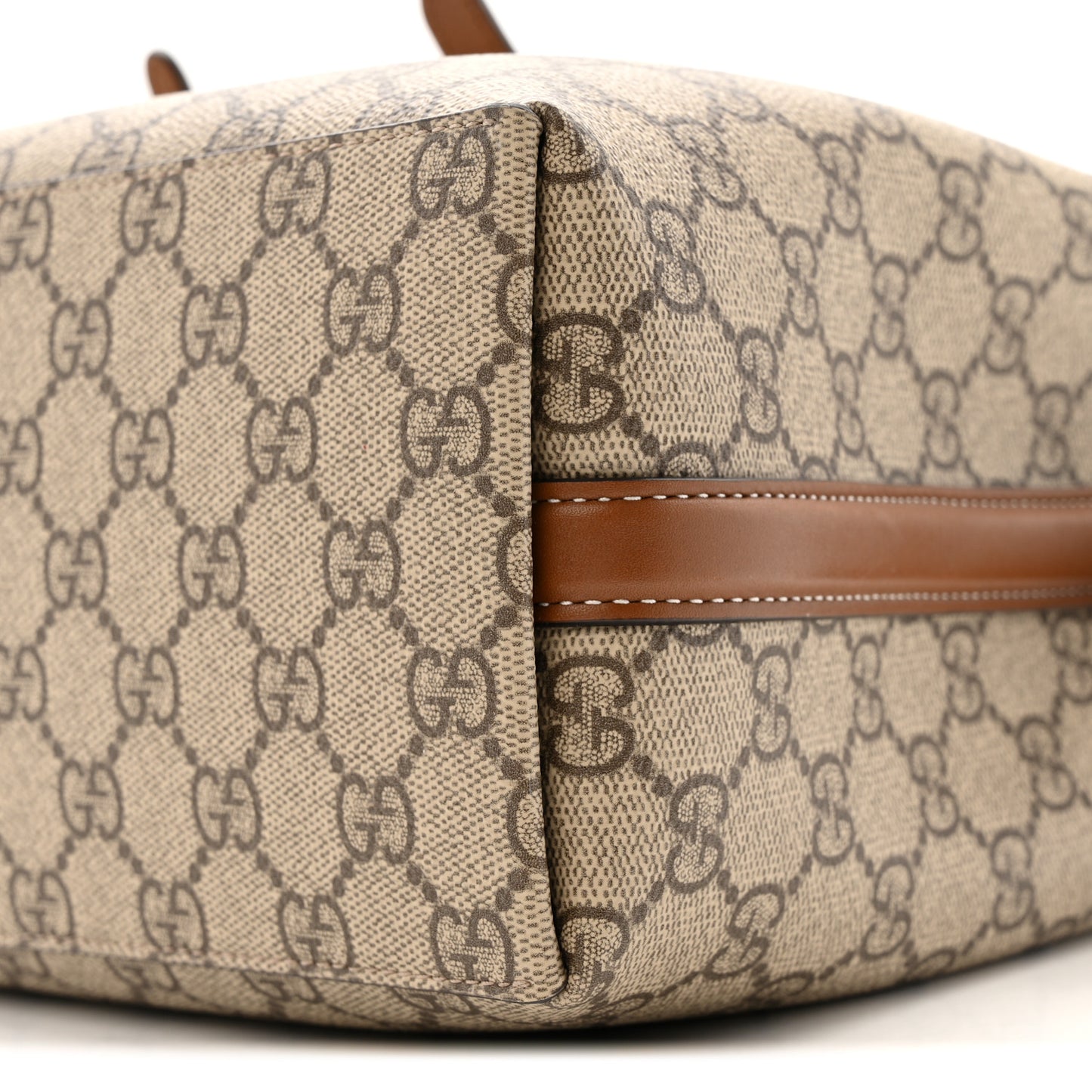 GG Supreme Monogram Emblem Medium Tote Bag Beige Dark Brown
