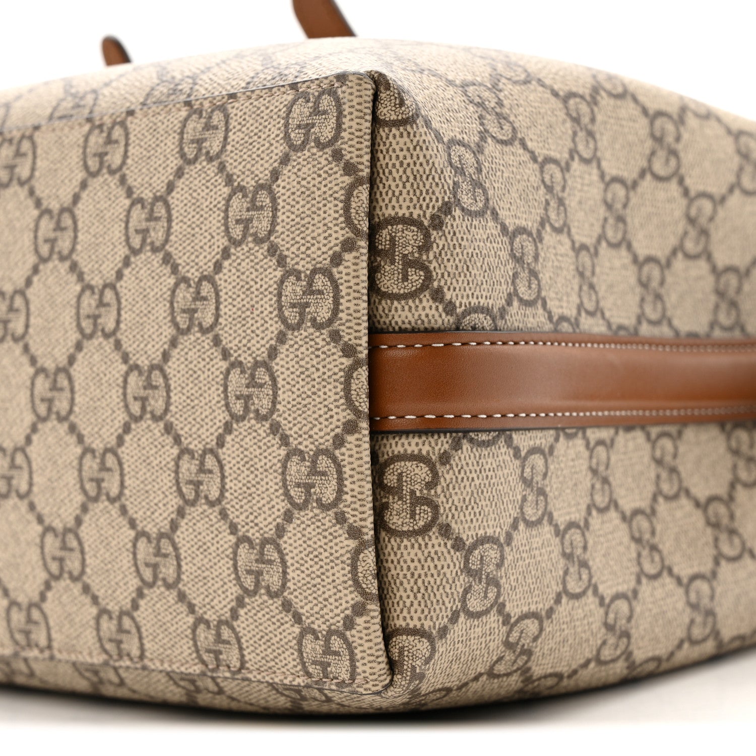 Gucci GG Supreme Monogram Emblem Medium Tote Bag Beige Dark Brown 11 of 13
