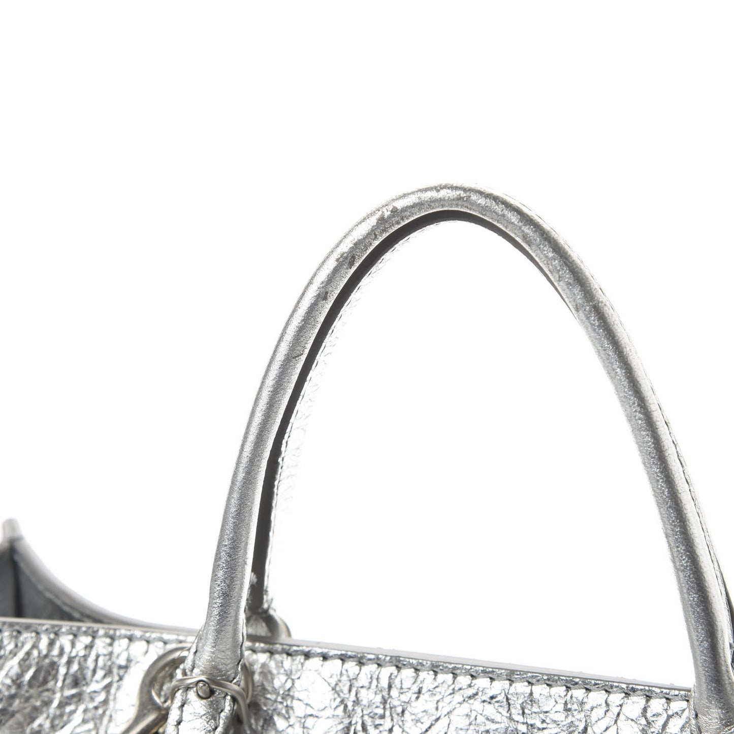 Metallic Calfskin Papier A6 Zip Around Tote Silver