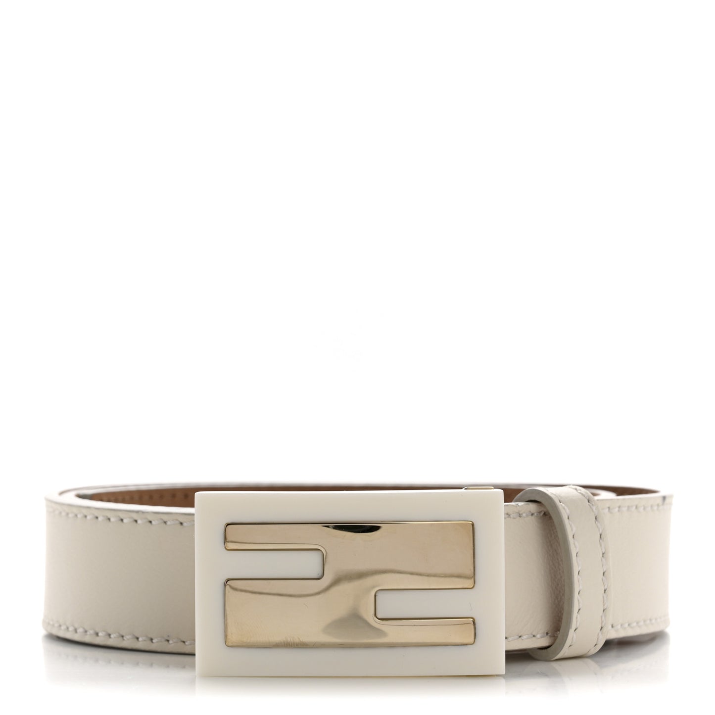 Calfskin Enamel  FF Belt 85 34  White