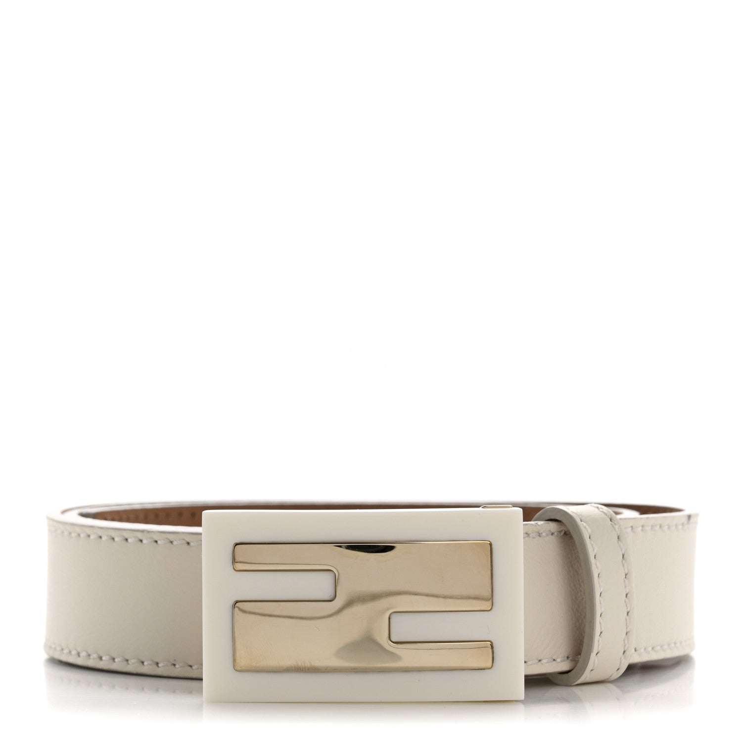 Fendi Calfskin Enamel  FF Belt 85 34  White 1 of 11